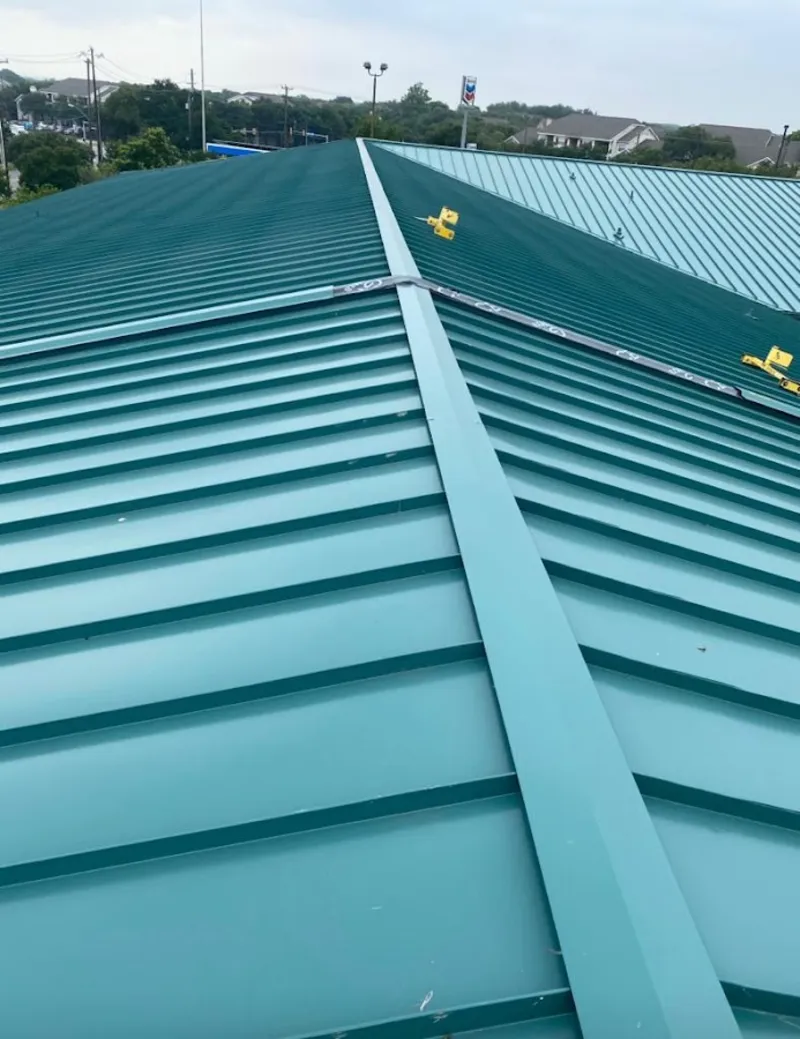 Green commercial metal roof ridge and valley for Metal Roof Repair in Waseca